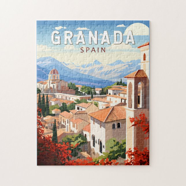 Granada Spain Travel Art Vintage Jigsaw Puzzle (Vertical)