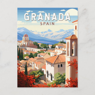 Granada Spain Travel Art Vintage Postcard