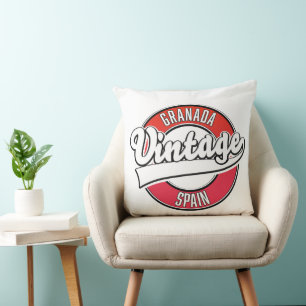 Granada spain vintage style logo throw pillow