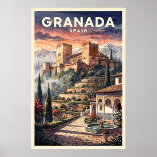 Granada Spain Vintage Travel Poster
