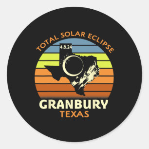 Granbury Texas Total Solar Eclipse 2024  Classic Round Sticker