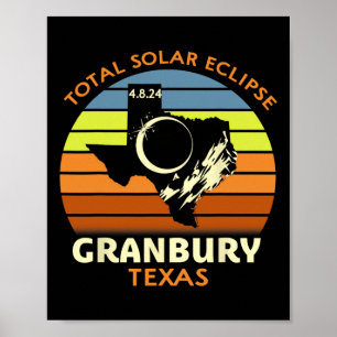 Granbury Texas Total Solar Eclipse 2024  Poster