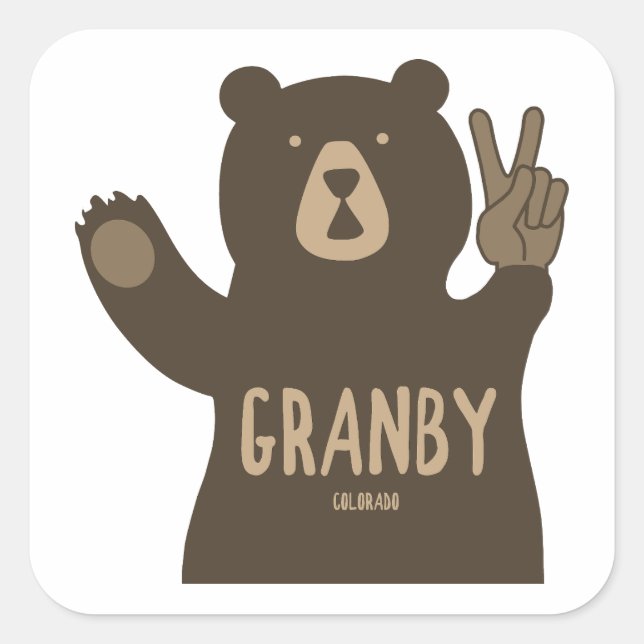 Granby Colorado Peace Bear Square Sticker (Front)