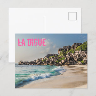 Grand Anse Seychelles La Digue Beach gift Holiday Postcard