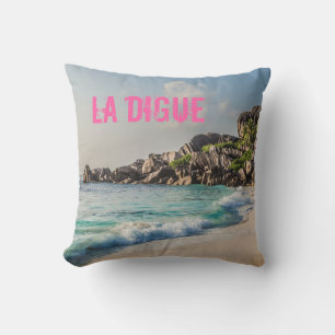 Grand Anse Seychelles La Digue Beach gift Throw Pillow