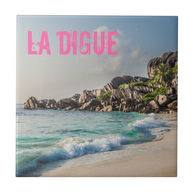 Grand Anse Seychelles La Digue Beach gift Tile (Front)
