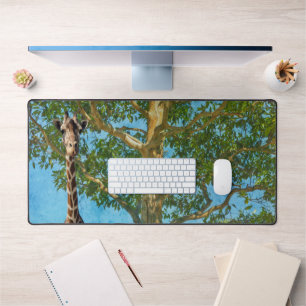 Grand arbre et Giraffe Nature Desk Plaque de Mat