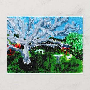 Grand arbre gris avec banquettes carte postale
