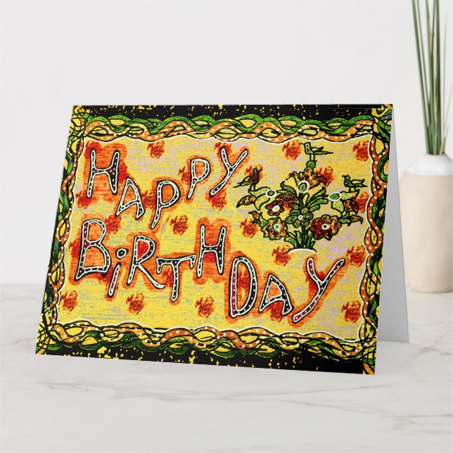 Grand art populaire russe Bonne carte d'anniversai (Devant)