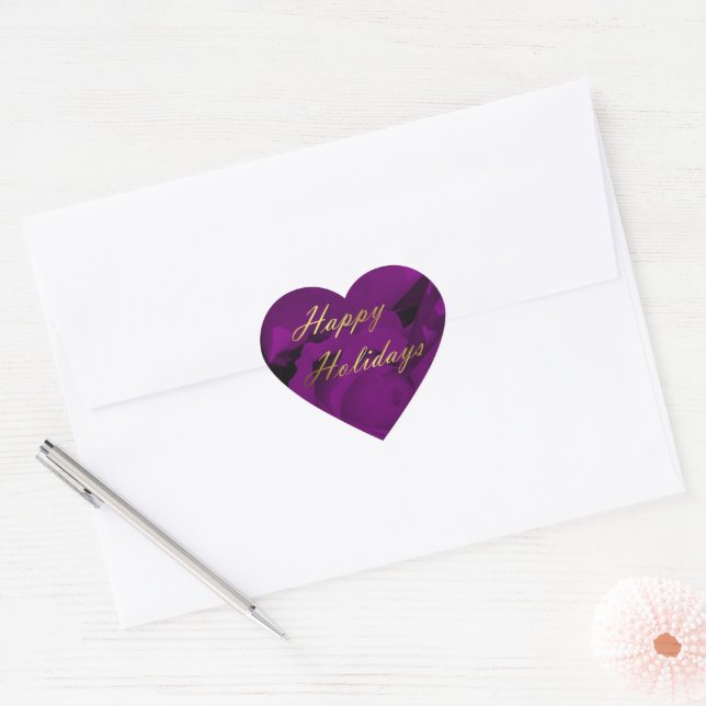 grand autocollant de coeur de fleur violet (Enveloppe)