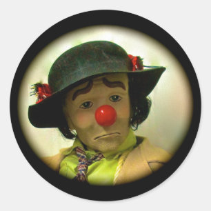 Grand autocollant rond de Willie de clown triste