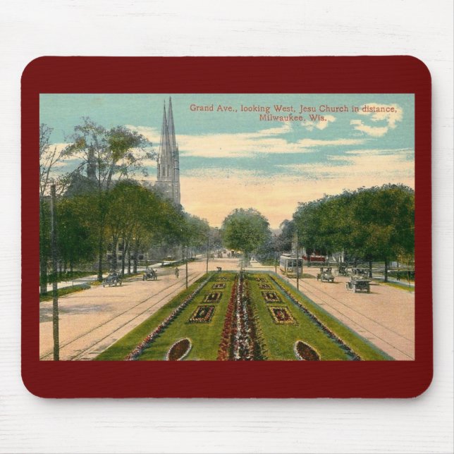 Grand Ave., Milwaukee, Wisconsin  Vintage Mouse Pad (Front)