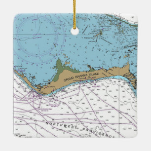 Grand Bahama Island Chart Ceramic Ornament