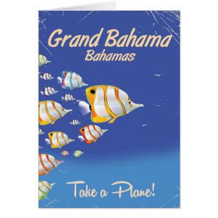 Grand Bahama Vintage Tropical fish travel poster