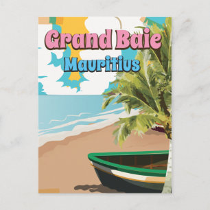 Grand Baie Mauritius vintage travel poster. Postcard
