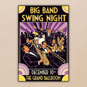 Grand Ballroom Big Band Swing Night Poster vintage