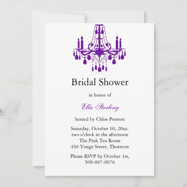 Grand Ballroom Bridal Shower Invitation (purple) (Front)