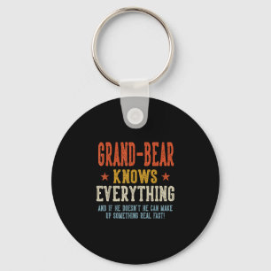 Grand-bear knows everything father's day retro keychain