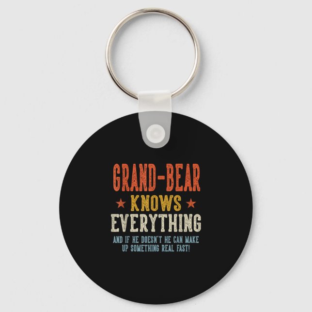 Grand-bear knows everything father's day retro keychain (Front)