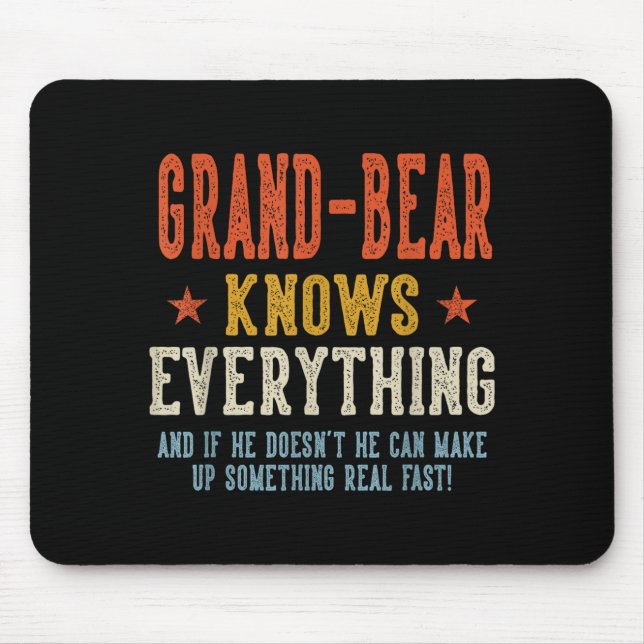 Grand-bear knows everything father's day retro mouse pad (Front)