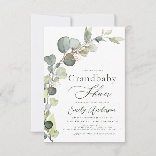 Grand bébé Douche verdure Eucalyptus Invitations (Devant)