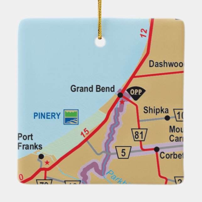 Grand Bend Ontario Map Ceramic Ornament (Back)