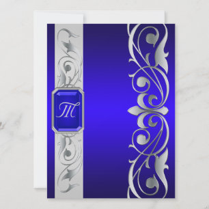 Grand Blue Jewel Silver And Blue Invitation