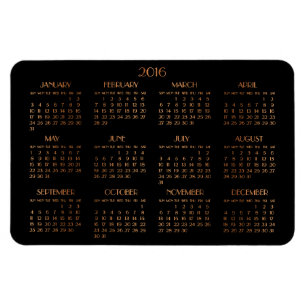 Grand Bronze Noir Calendrier Annuel 2016 Magnet