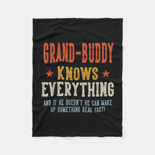 Grand-buddy knows everything father's day retro fleece blanket