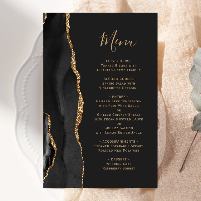 Grand Budget Black Gold Agate Dark Mariage Menu (Créateur téléchargé)