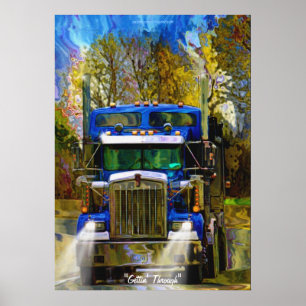 Grand Camion Conduite Autoroute Transport Affiche 