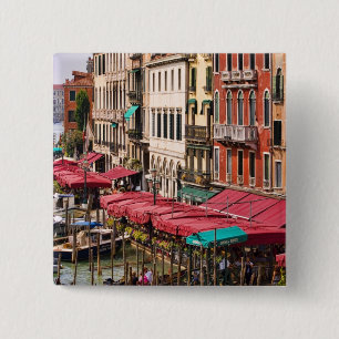 Grand Canal of Venice Italy with gondola boats 2 Inch Square Button