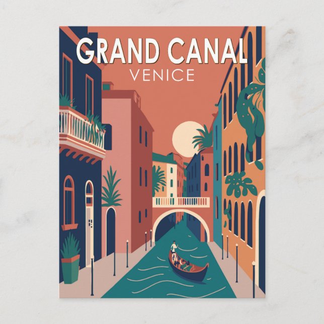Grand Canal Venice Travel Art Vintage Postcard (Front)