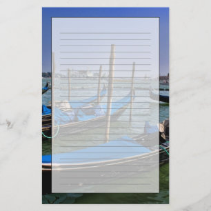 Grand Canal water with gondalo boats lined up Stationery