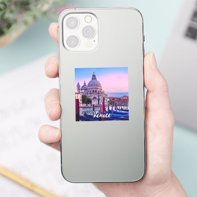 Grand Canal with gondolas and church in Venice (Phone)