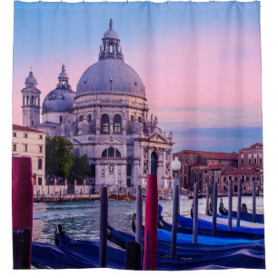 Grand Canal with gondolas and church in Venice