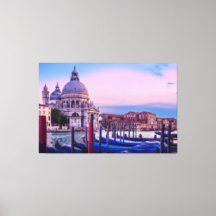Grand Canal with gondolas and church in Venice Canvas Print