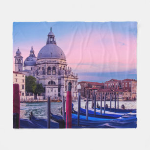 Grand Canal with gondolas and church in Venice Fleece Blanket