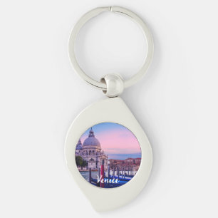 Grand Canal with gondolas and church in Venice Keychain