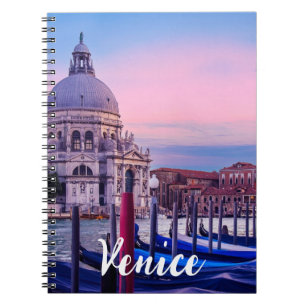 Grand Canal with gondolas and church in Venice Notebook