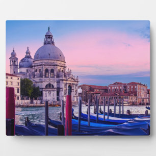 Grand Canal with gondolas and church in Venice Plaque
