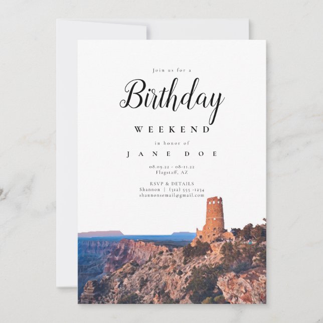 Grand Canyon Arizona Birthday Weekend Invitation (Front)