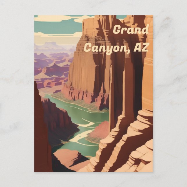 Grand Canyon, AZ Art Deco Vintage Postcard (Front)