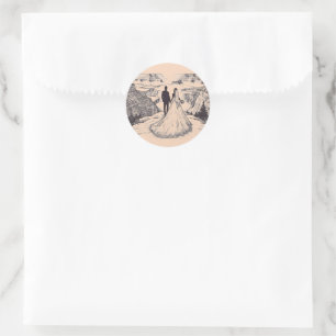 Grand Canyon Couple Wedding Classic Round Sticker