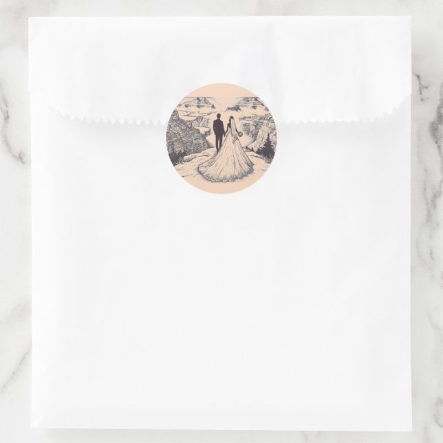 Grand Canyon Couple Wedding Classic Round Sticker (Bag)