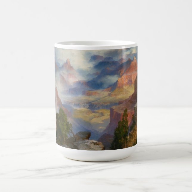 Grand Canyon in Mist (by Thomas Moran) Coffee Mug (Center)