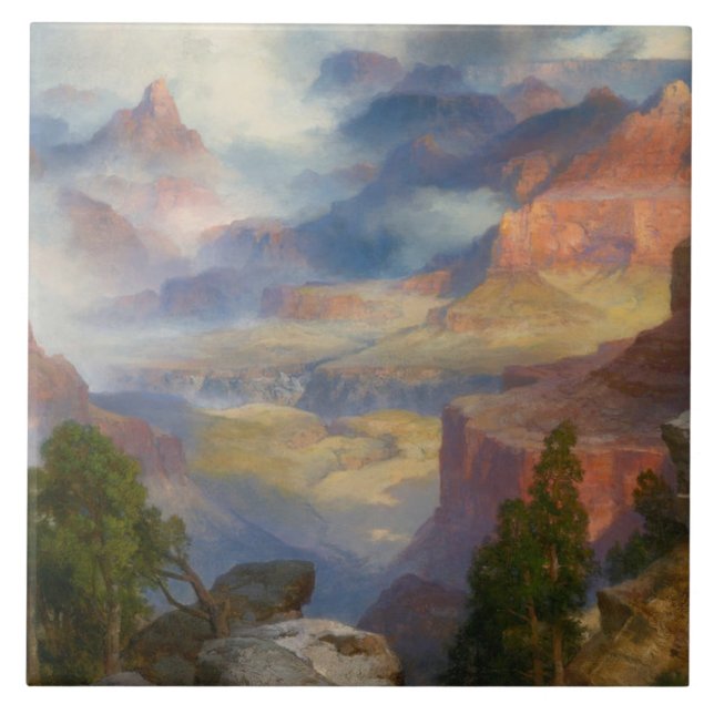 Grand Canyon in Mist (by Thomas Moran) Tile (Front)