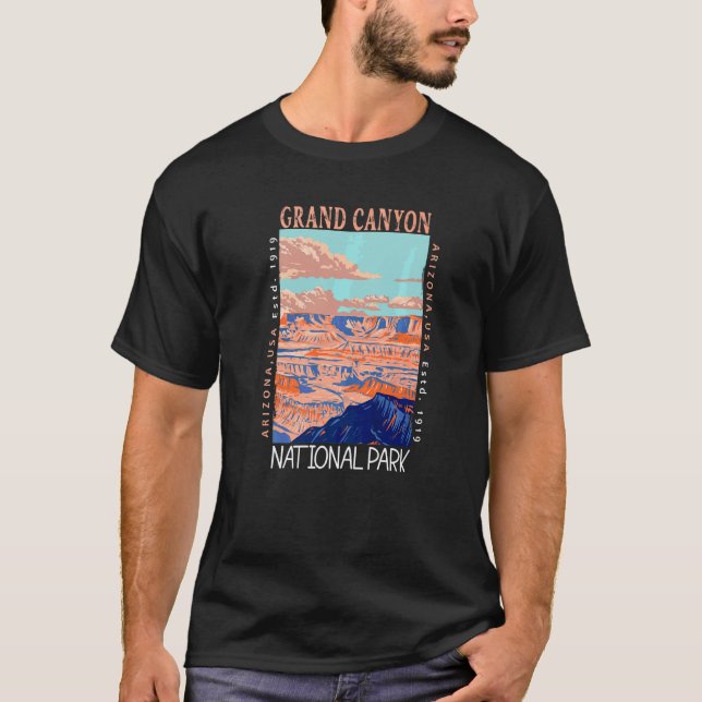 Grand Canyon National Park Arizona Distressed Vint T-Shirt (Front)