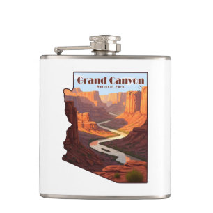 Grand Canyon National Park Arizona Map Hip Flask