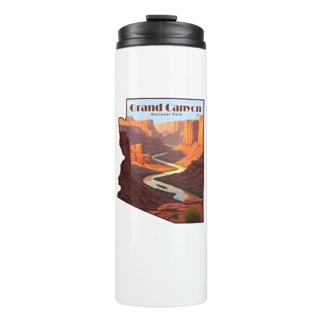 Grand Canyon National Park Arizona Map Thermal Tumbler (Front)